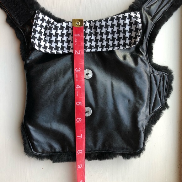 Black Faux leather and houndstooth dog coat - Picture 9 of 9